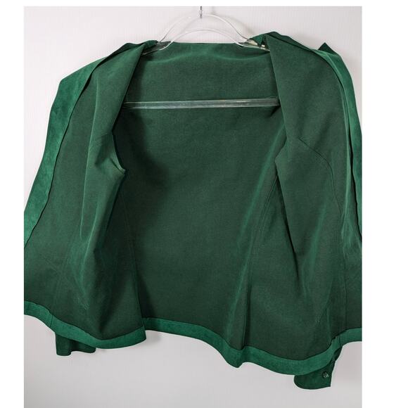 VIntage 70's Abe Schrader Faux Suede Green Shirt Skirt Set Retro Mod See Sizing - Picture 13 of 15